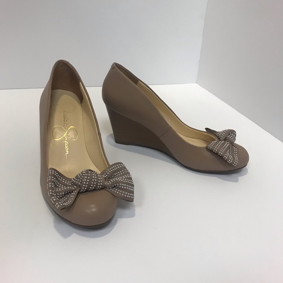 Jessica Simpson Shoes - Jessica Simpson Wedge Pump | Studded Bow | Beige